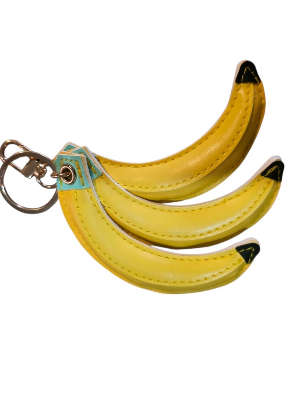 Banana Trio Purse Charm Keychain Charm - Bright Yellow